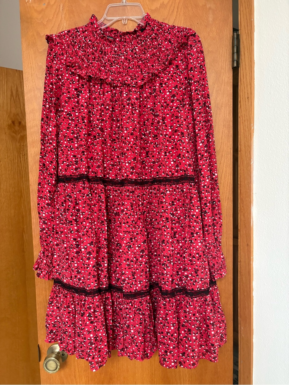 EUC Scotch and Soda red floral swing layered dress XL